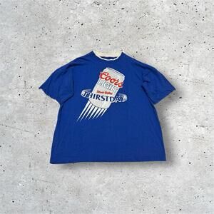 Vintage 90’s Big Logo Coors Light Silver Bullet Thirst Day Shirt Adult Blue